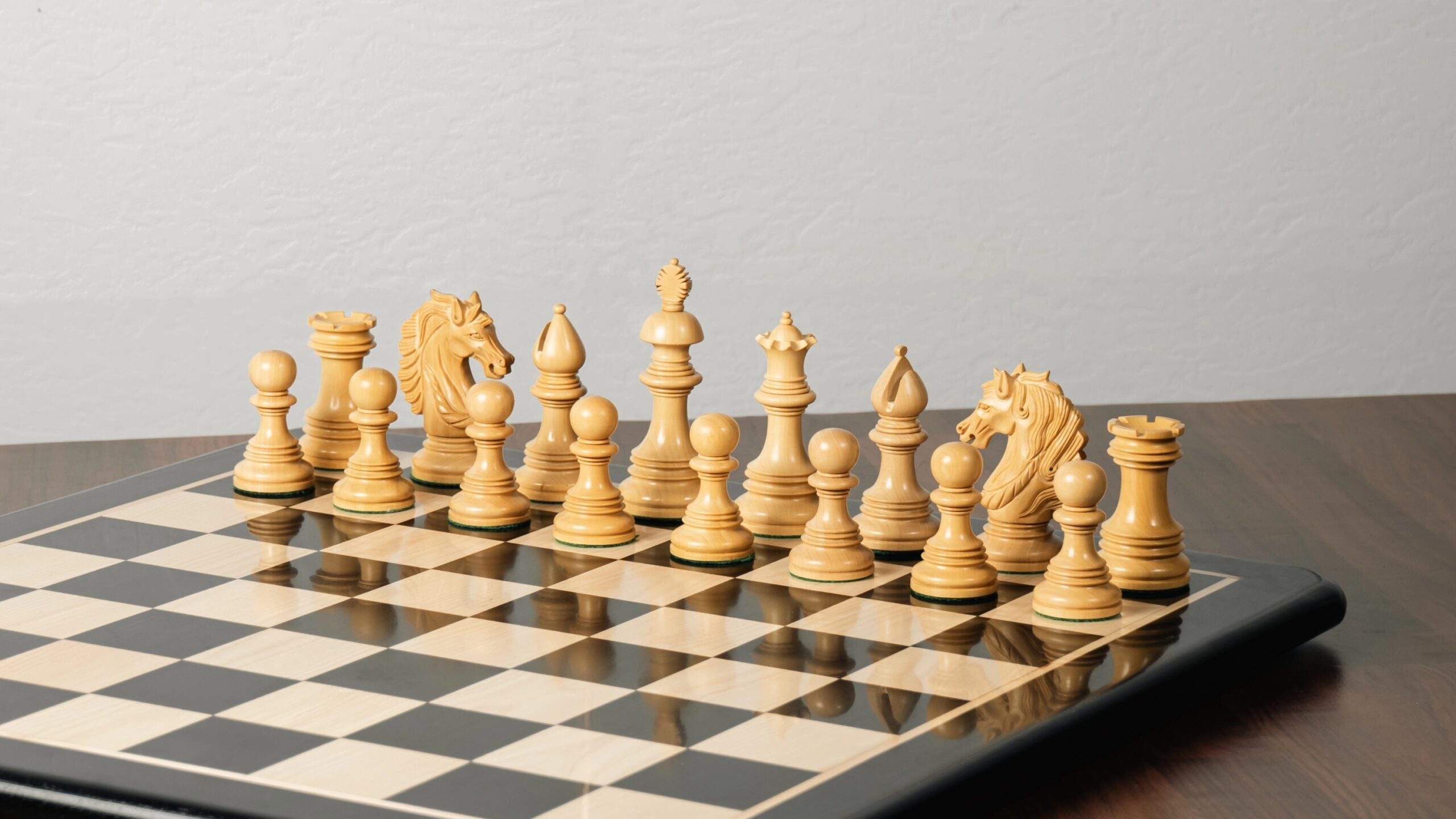 4.4” PRESTIGE LUXURY STAUNTON EBONY WOOD CHESS PIECES - TRIPLE WEIGHTED