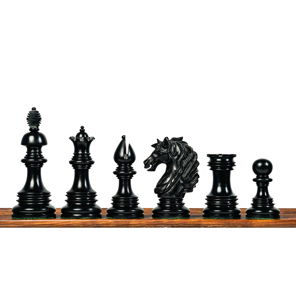 4.4” PRESTIGE LUXURY STAUNTON EBONY WOOD CHESS PIECES - TRIPLE WEIGHTED