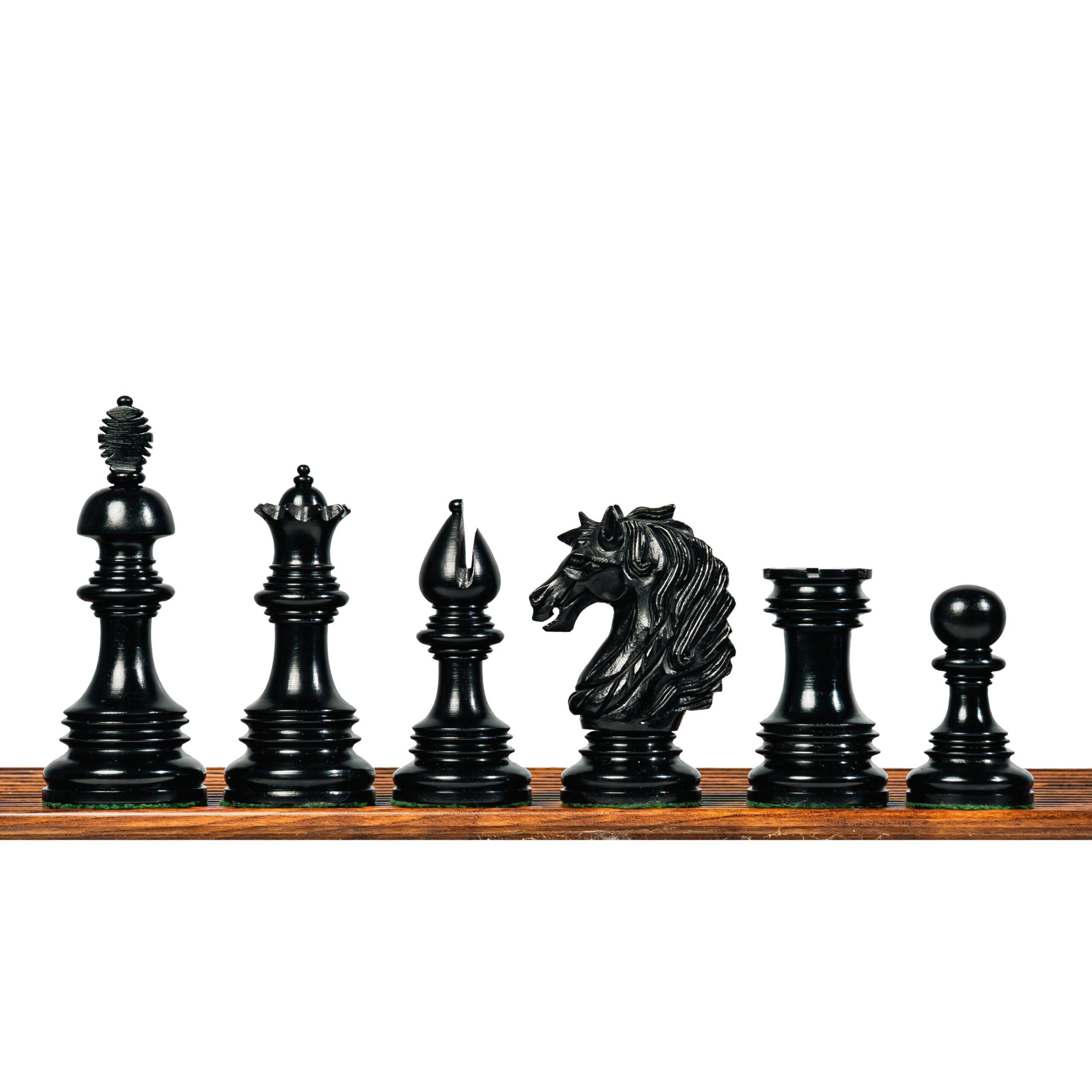 4.4” PRESTIGE LUXURY STAUNTON EBONY WOOD CHESS PIECES - TRIPLE WEIGHTED