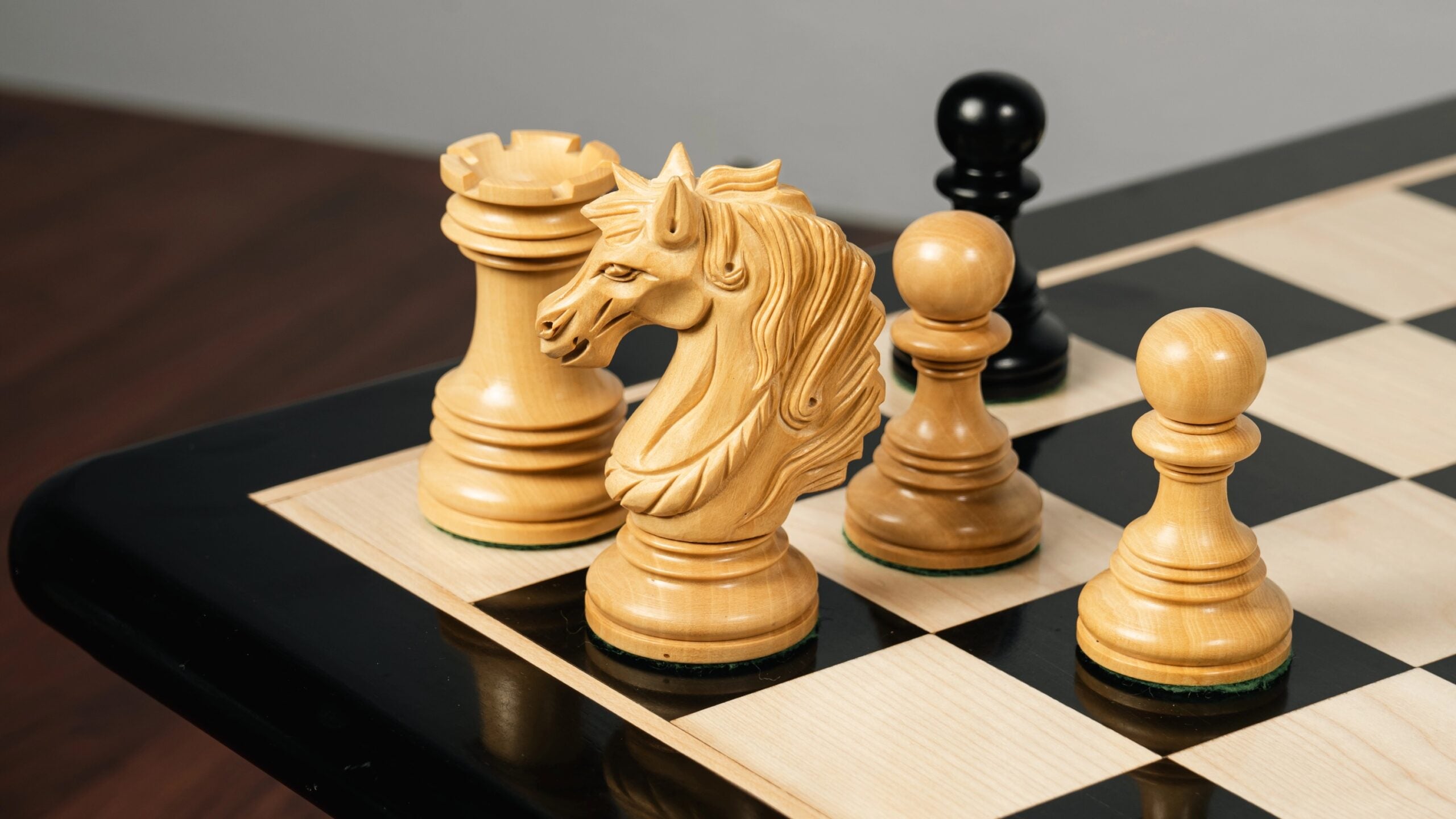 4.4” PRESTIGE LUXURY STAUNTON EBONY WOOD CHESS PIECES - TRIPLE WEIGHTED