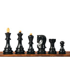 3.9” RUSSIAN ZAGREB 1959’ EBONISED WEIGHTED CHESS PIECES WITH 21” EBONYWOOD CHESSBOARD