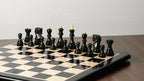 3.9” RUSSIAN ZAGREB 1959’ EBONISED WEIGHTED CHESS PIECES WITH EXTRA QUEENS