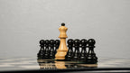 3.9” RUSSIAN ZAGREB 1959’ EBONISED WEIGHTED CHESS PIECES, 21” EBONYWOOD CHESSBOARD & STORAGE BOX