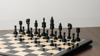 4.75” LOTUS SERIES EBONISED WOOD WEIGHTS CHESS PIECES & 17” EBONY STYLE WOOD CHESSBOARD
