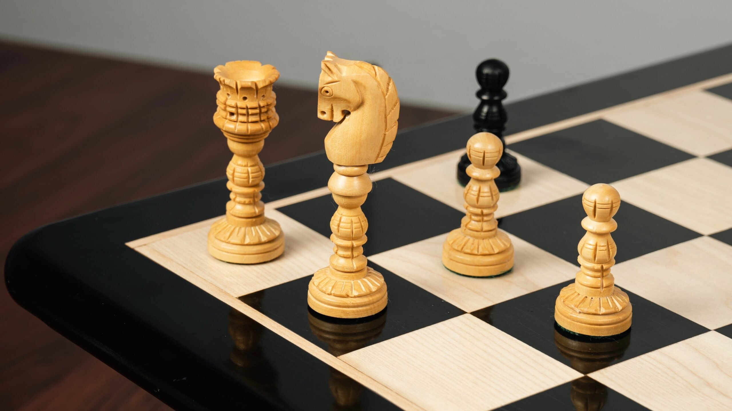 4.75” LOTUS SERIES EBONISED WOOD WEIGHTED CHESS PIECES