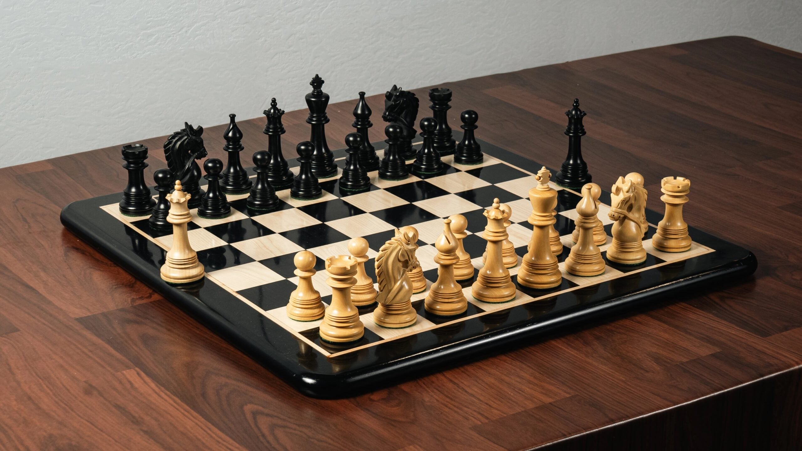4.5” NAPOLEON LUXURY EBONY WOOD STAUNTON TRIPLE WEIGHTED CHESS PIECES