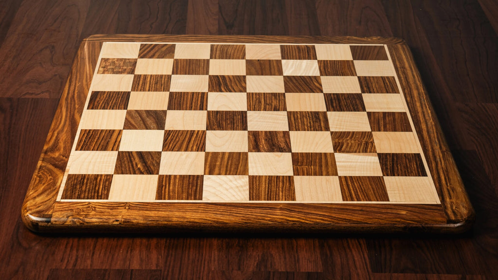 16” GOLDEN ROSEWOOD AND MAPLEWOOD CHESS BOARD 45mm SQUARE