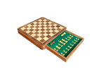 Premium wooden chess board with magnetic chess pieces – portable Indian travel chess set with drawer storage
