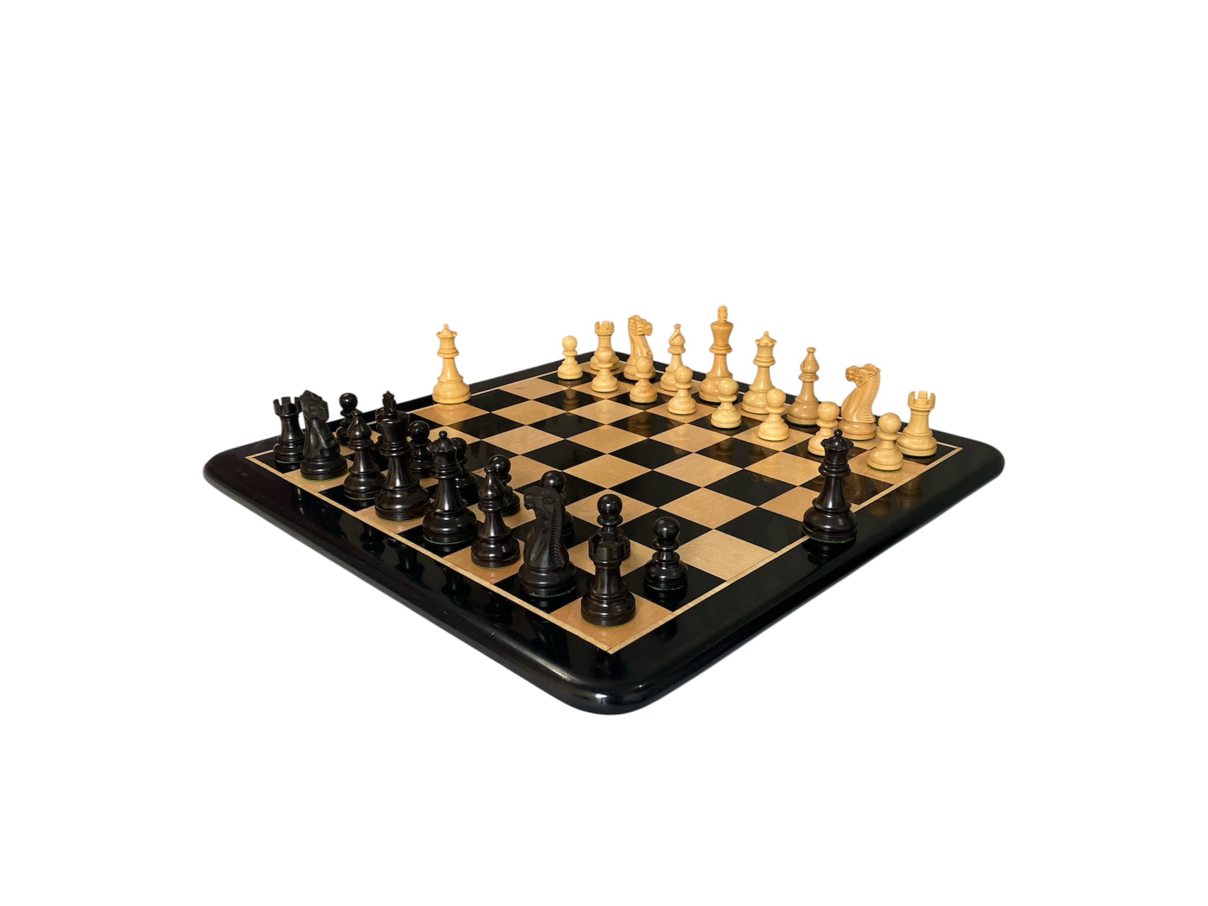 3.9” REYKJAVIK STAUNTON EBONISED WEIGHTED CHESS PIECES