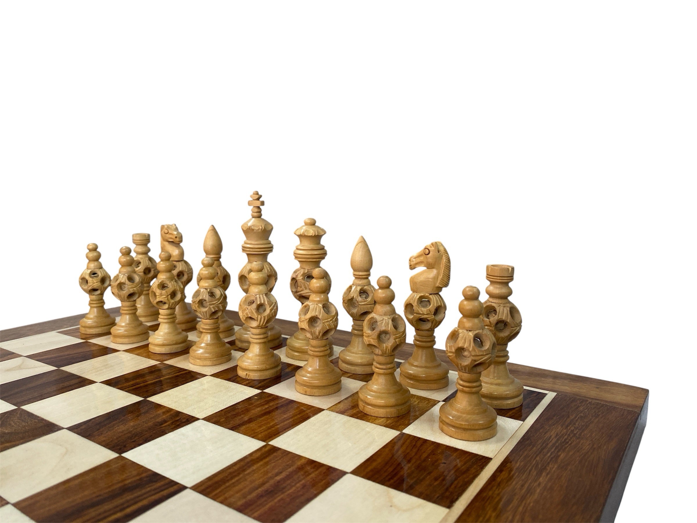 4” MAGIC BALL ROSEWOOD CHESS PIECES