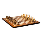 3.75” BURNT STAUNTON WEIGHTED CHESS PIECES WITH 21”GOLDEN ROSEWOOD CHESS BOARD