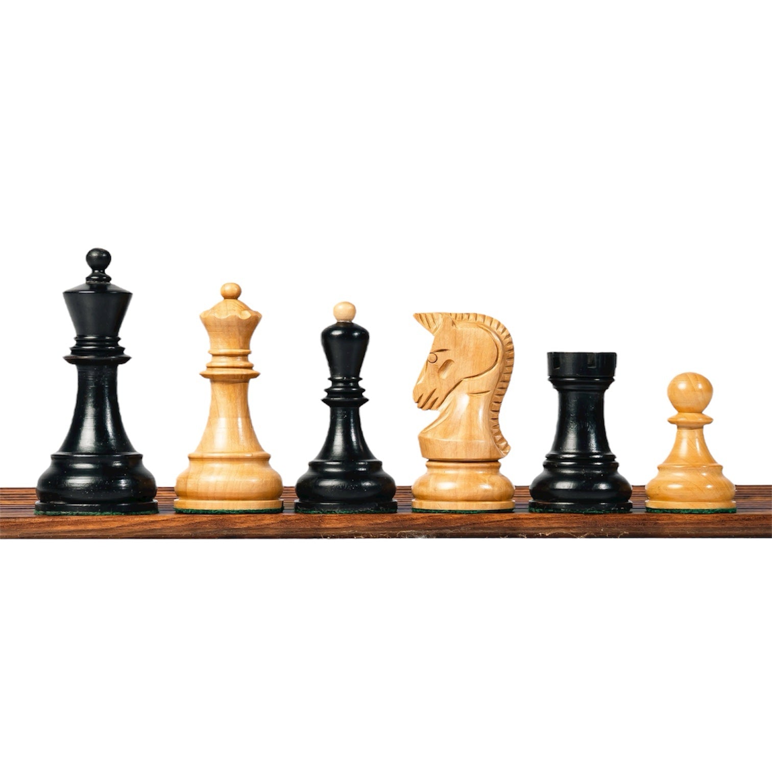 3.75” 1970s’ DUBROVINIK FISCHER TRIPLE WEIGHTED EBONISED CHESS PIECES WITH EXTRA QUEENS