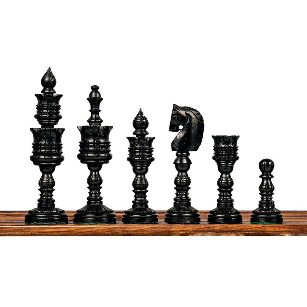 4.75” LOTUS SERIES EBONISED WOOD WEIGHTED CHESS PIECES