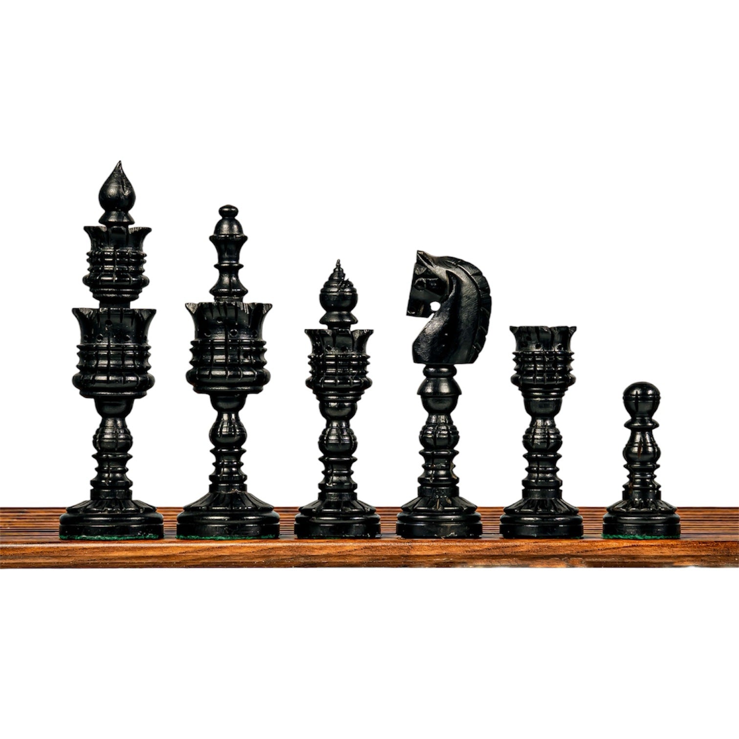 4.75” LOTUS SERIES EBONISED WOOD WEIGHTED CHESS PIECES