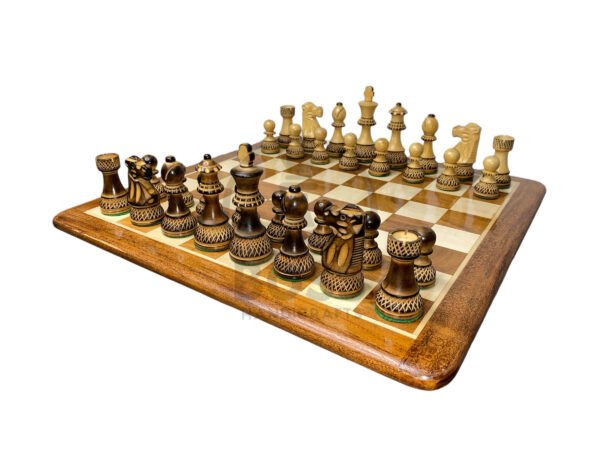 3.75” CARVING BURNT STAUNTON CHESS PIECES- WEIGHTED BOXWOOD - Image 4