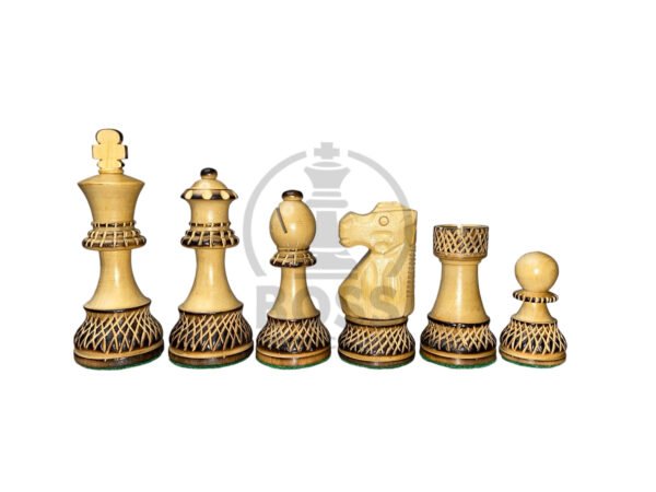 3.75” CARVING BURNT STAUNTON CHESS PIECES- WEIGHTED BOXWOOD - Image 2