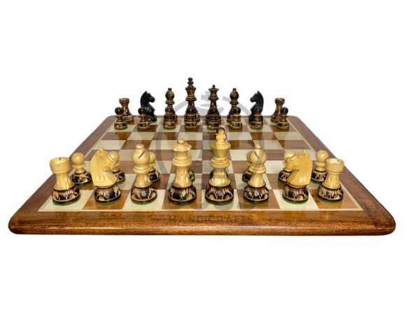 3.5” TOURNAMENT GERMAN DARK KNIGHT BURNT CHESS PIECES - Image 5