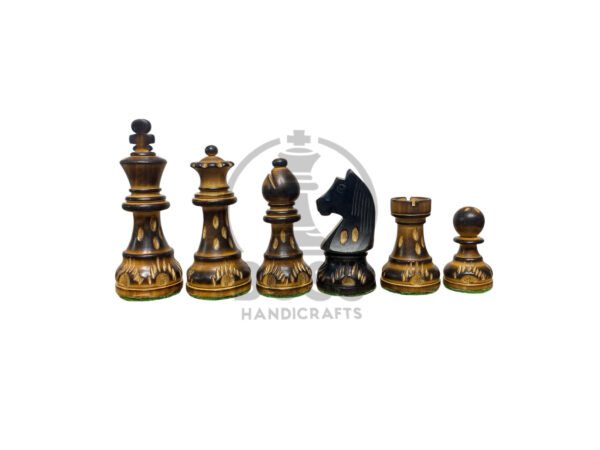 3.5” TOURNAMENT GERMAN DARK KNIGHT BURNT CHESS PIECES - Image 6