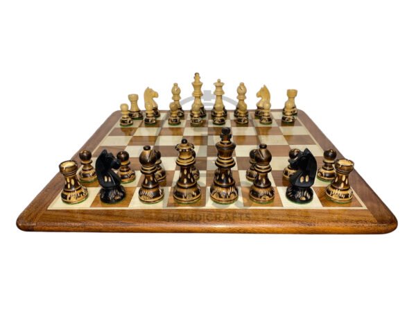 3.5” TOURNAMENT GERMAN DARK KNIGHT BURNT CHESS PIECES - Image 8