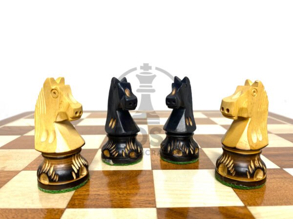 3.5” TOURNAMENT GERMAN DARK KNIGHT BURNT CHESS PIECES - Image 3