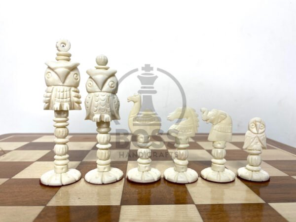 4”CAMEL BONE OWL CHESS PIECES - Image 3