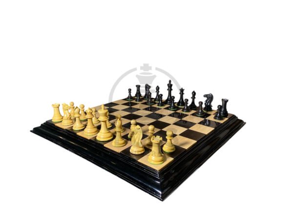 21” EBONY LUXURY CHESS BOARD WITH CARVED BORDER - Image 5