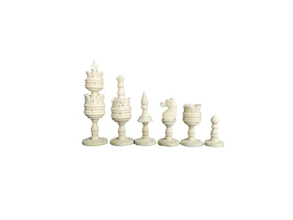 4.1” LOTUS HAND CARVED CHESS PIECES - CAMEL BONE SERIES - Image 3