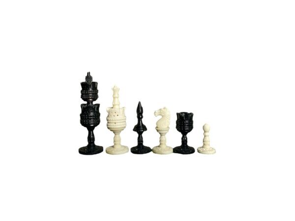 4.1” LOTUS HAND CARVED CHESS PIECES - CAMEL BONE SERIES