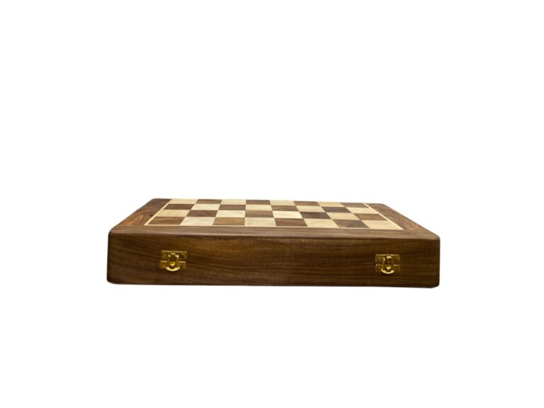 20 inch folding wooden chessboard with storage box and 50mm squares – premium Indian chess board.