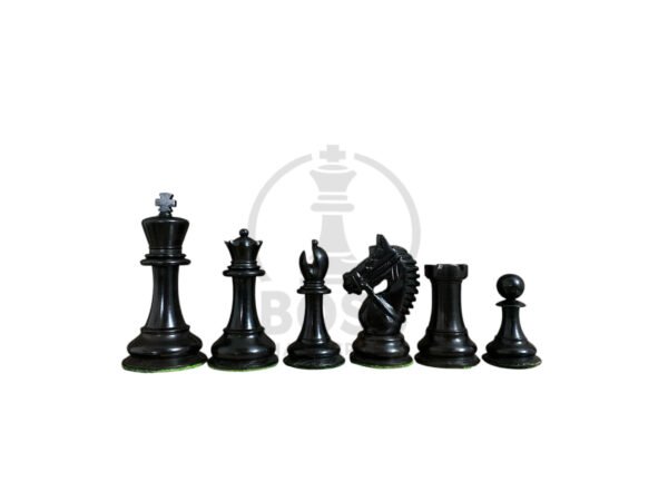 3.8” EBONY WOOD PROFESSIONAL TOURNAMENT CHESS PIECES - Image 3