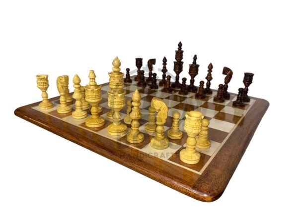 4” LOTUS CHESS WITH 16” GOLDEN ROSEWOOD CHESS BOARD - Image 2