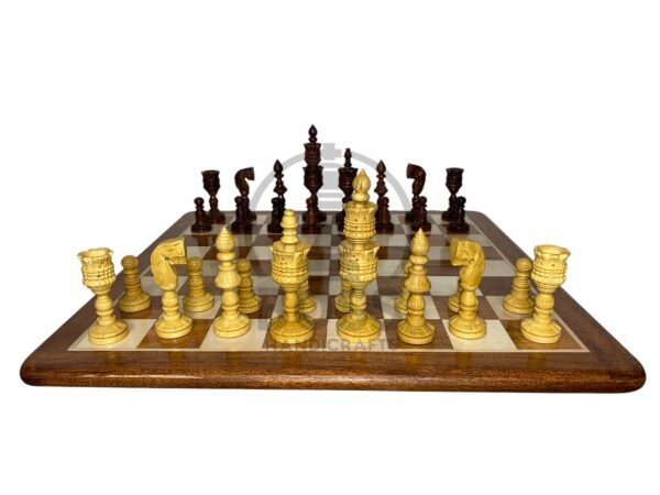 4” LOTUS CHESS WITH 16” GOLDEN ROSEWOOD CHESS BOARD - Image 3