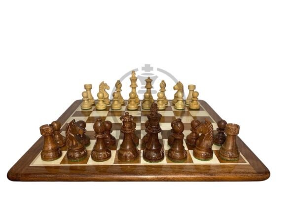 3.75” GERMAN KNIGHT CHESS WITH 16” GOLDE ROSEWOOD CHESS BOARD