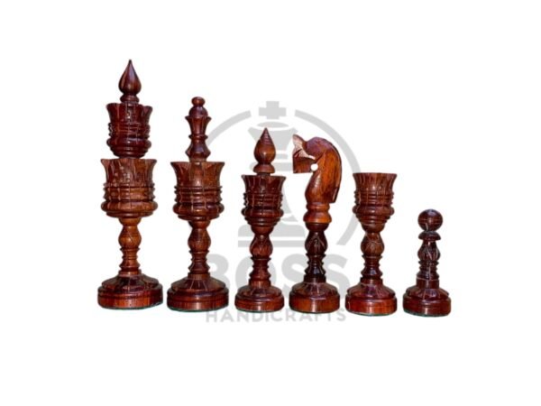 4.75” LOTUS WEIGHTED CHESS WITH 16” GOLDEN ROSEWOOD CHESS BOARD - Image 7