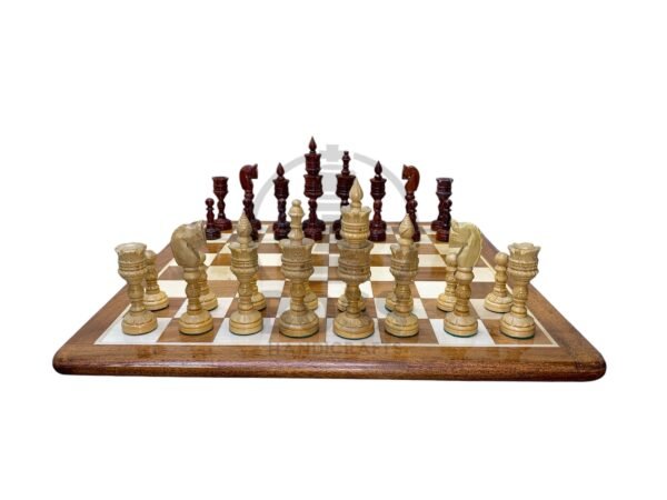 4.75” LOTUS WEIGHTED CHESS WITH 16” GOLDEN ROSEWOOD CHESS BOARD - Image 8