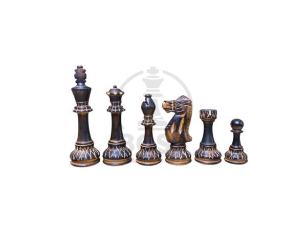 6” BURNT WOOD TOURNAMENT CHESS PIECES - Image 4