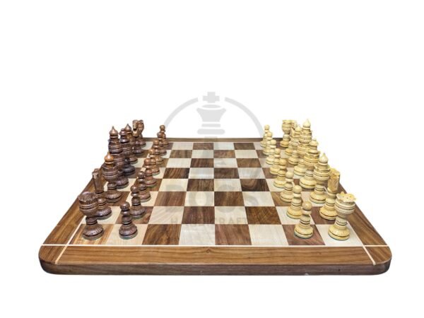 5” WEIGHTED LOTUS SERIES CHESS WITH 21” GOLDEN ROSEWOOD CHESS BOARD - Image 2