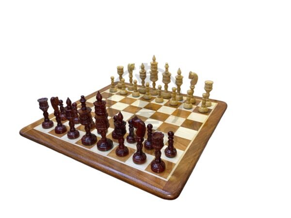 4.75” LOTUS WEIGHTED CHESS WITH 16” GOLDEN ROSEWOOD CHESS BOARD - Image 9