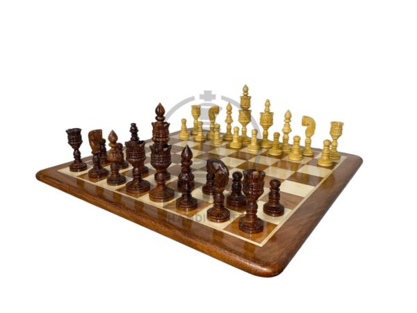 4” LOTUS CHESS WITH 16” GOLDEN ROSEWOOD CHESS BOARD