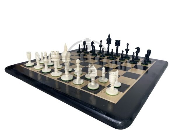 3.6” GUMAT CAMEL BONE 17” CHESS WITH EBONY WOOD CHESSBOARD