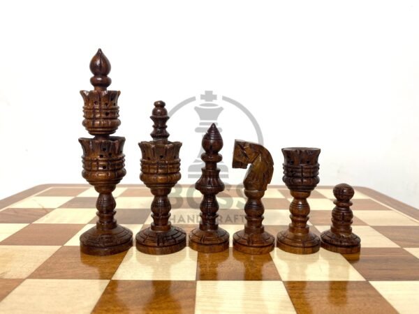 4” LOTUS CHESS WITH 16” GOLDEN ROSEWOOD CHESS BOARD - Image 8