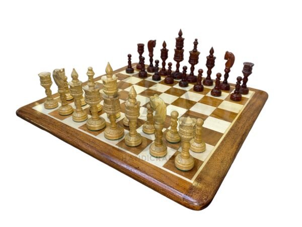 4.75” LOTUS WEIGHTED CHESS WITH 16” GOLDEN ROSEWOOD CHESS BOARD