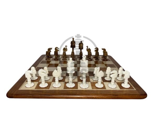 4” CAMEL BONE OWL CHESS WITH 16” GOLDEN ROSEWOOD CHESS BOARD - Image 5