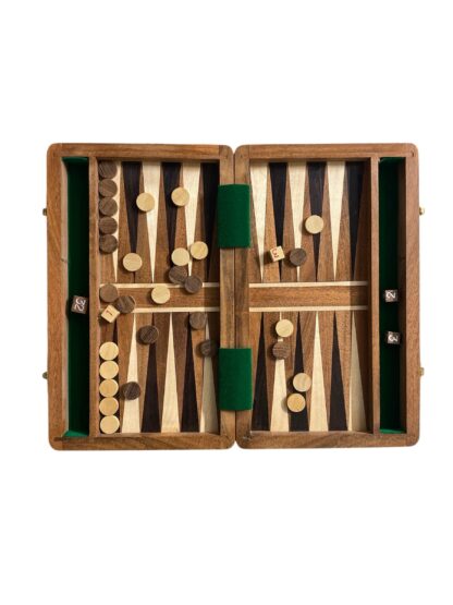 10” HANDCRAFTED TRAVEL BACKGAMMON PIECES SET