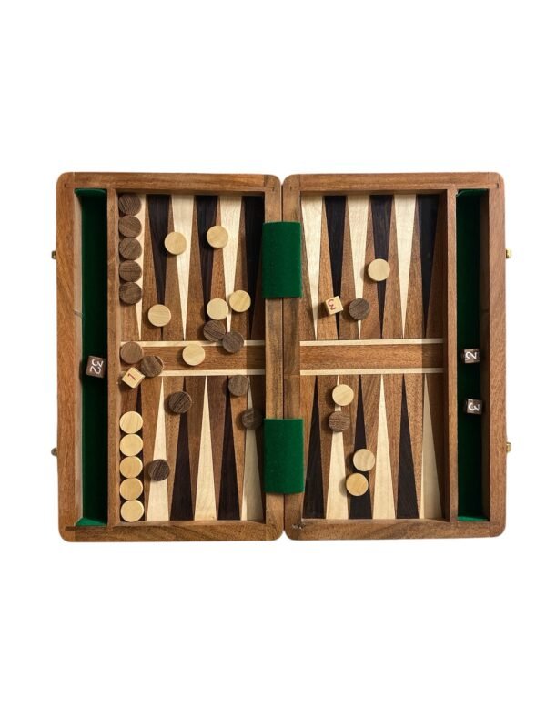 10” HANDCRAFTED TRAVEL BACKGAMMON PIECES SET