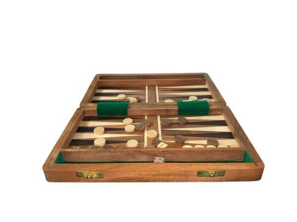 10” HANDCRAFTED TRAVEL BACKGAMMON PIECES SET - Image 3