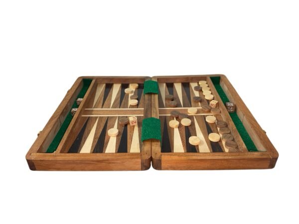 10” HANDCRAFTED TRAVEL BACKGAMMON PIECES SET - Image 5