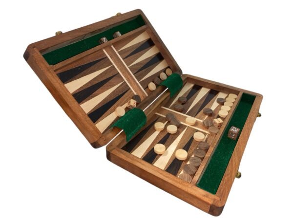 10” HANDCRAFTED TRAVEL BACKGAMMON PIECES SET - Image 2