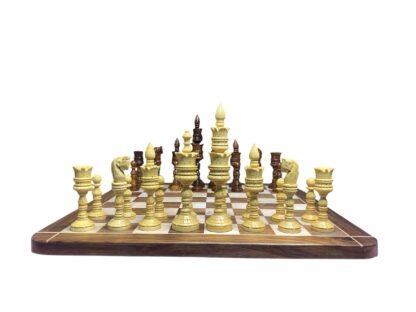 8” LOTUS CHESS PIECES WITH 21” GOLDEN ROSEWOOD CHESS BOARD - Image 2