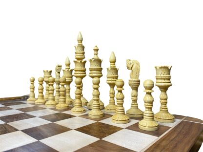 8” LOTUS CHESS PIECES WITH 21” GOLDEN ROSEWOOD CHESS BOARD - Image 5